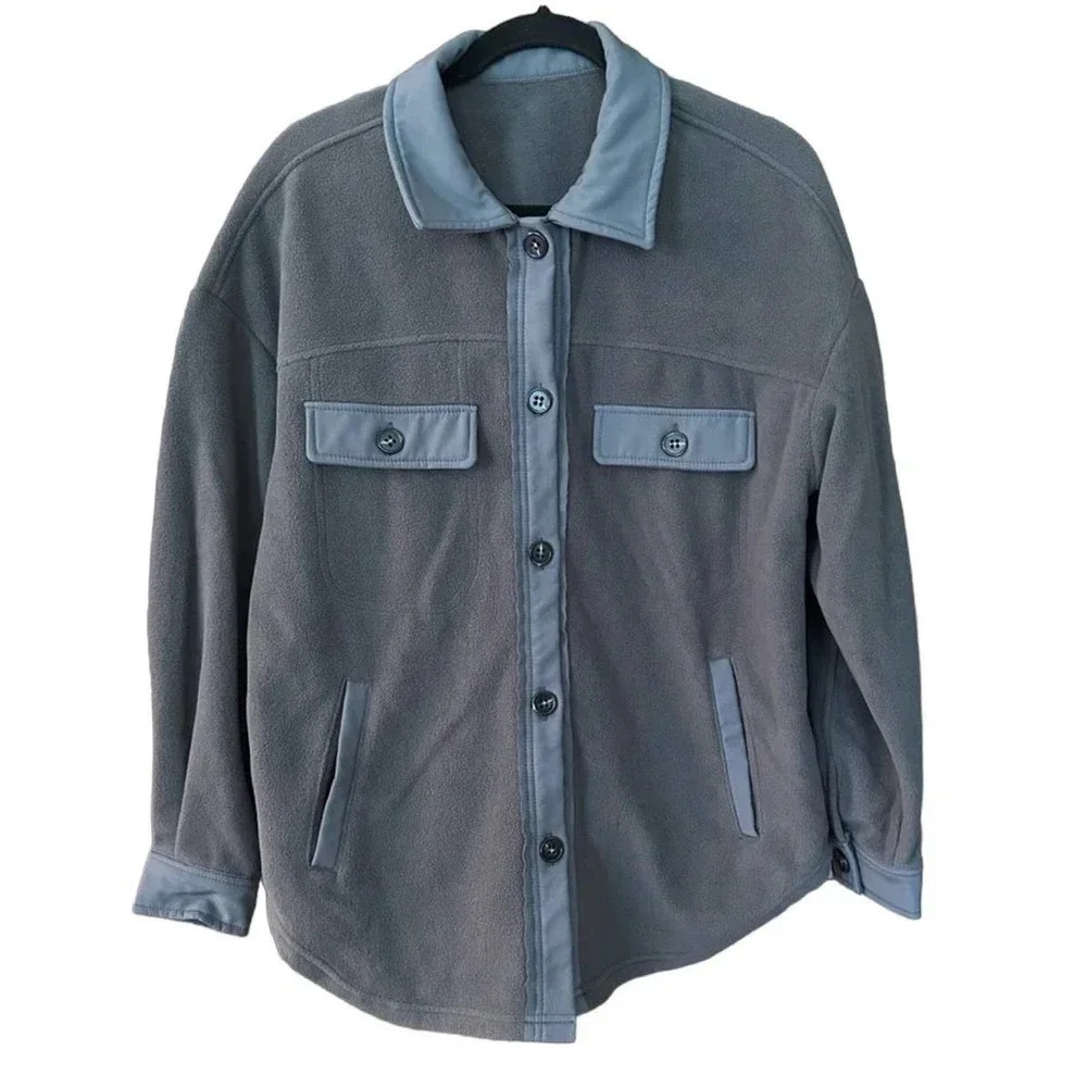 Women's Ruby Fleece Gray Blue Outdoor Relaxed Jacket Medium v6x
